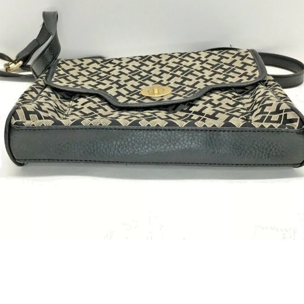 NWT Tommy Hilfiger Monogram Messenger Bag Black and Tan - Picture 3 of 9